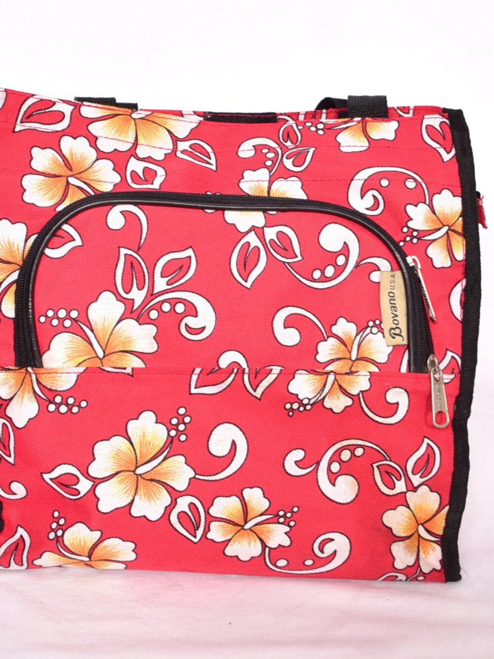 Bovano USA Tote Bag Red Flower Pattern